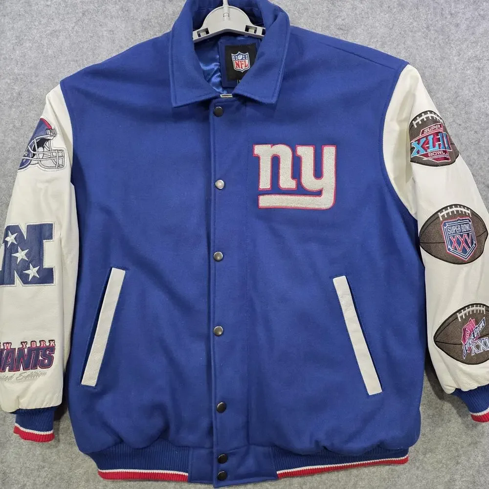 VTG New York Giants Jacket Mens 2XL Blue‎ NFL Football 3X Super Bowl Champions